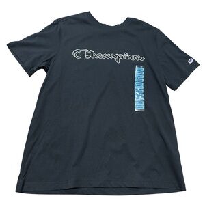Champion T-Shirt Men's Jersey Tee Classic Fit Script Logo Large Black Cotton NEW